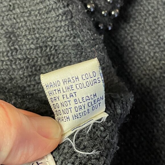 Vintage Angora Silk Sweater Womens 1X Black Old Money Beaded Holiday Party Cozy - Picture 12 of 14